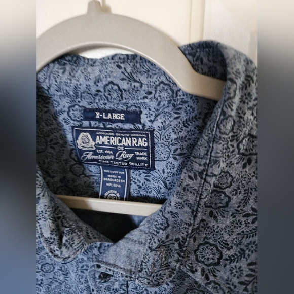 Amerian Rag Men's Blue Paisley Print Denim Shirt Size X-Large Nice! - Picture 4 of 4